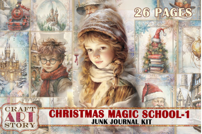 Christmas Magic School Junk Journal Pages-1,Hogwarts Wizards