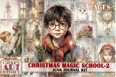 Christmas Magic School Junk Journal Pages-2,Hogwarts Wizards