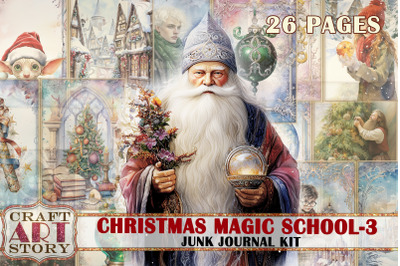 Christmas Magic School Junk Journal Pages-3,Hogwarts Wizards