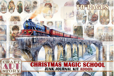 Christmas Magic School Junk Journal Pages ADDON,Hogwarts