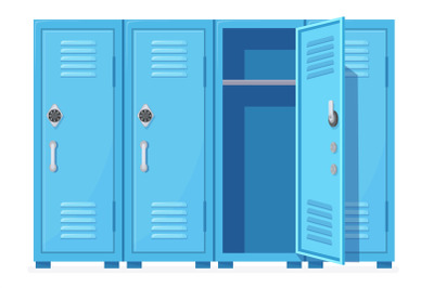 School locker. Students metal lockers or gym sports cabinets for colle