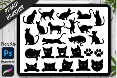 Cats Bundle Stamps Brushes for Procreate and Photoshop.