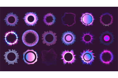 Radial audio waves. Round sound waveform circular equalizer, mulitcolo