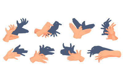 Gestures animal shadows. Vintage shadow theater concept, hand play the