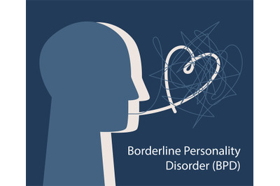 BPD concept. Simple icon of the head of a person with borderline perso