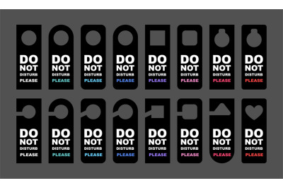 Do not disturb room hotel sign icons collection. Door handle hanger se