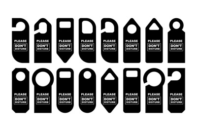 Door handle hanger set. Do not disturb room hotel sign icons collectio