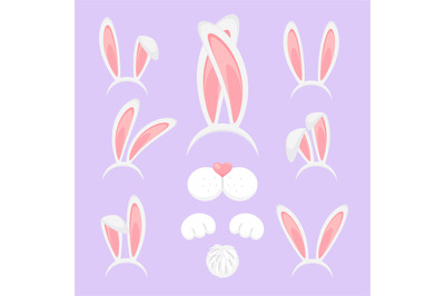 Funny cartoon rabbit ears band for costume design. Easter bunny ears s
