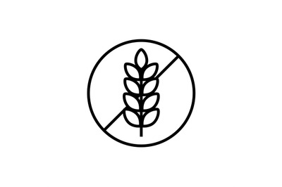 Gluten free isolated label icon. No wheat black and white vector symbo