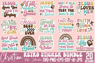 Retro Christian Sticker SVG Bundle,Christian Svg Png Bundle, Religious