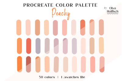 Peach Procreate Color Palette. Soft Trendy Color Swatches