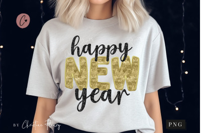 Faux Sequins Happy New Year PNG