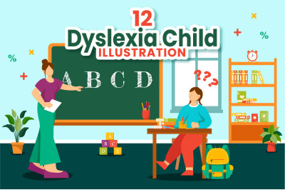 12 Dyslexia Children Illustration