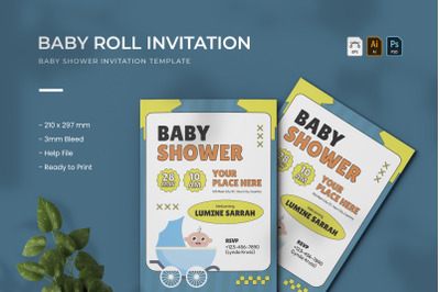 Baby Roll - Baby Shower Invitation