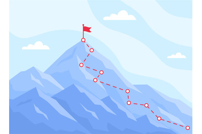 Path mountain climbing. Successful leader business journey, climb rout