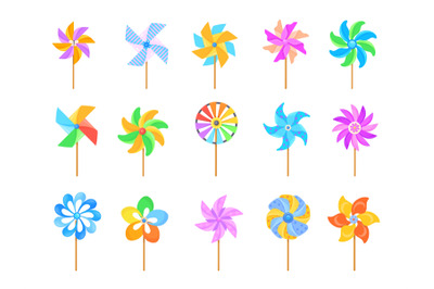 Windmill toy. Paper pinwheel toys, cartoon wind vane summer breeze wea