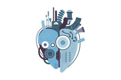 Mechanical heart. Machine heart, love motor industrial pump complex wi