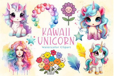26 Kawaii Unicorn Clipart Bundle
