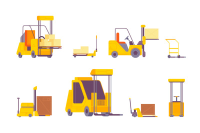 Pallet forklift. Pallet jack and fork truck with lift for transporting