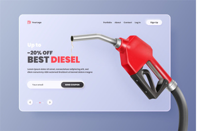 Fuel sale. 3d fueling pump petrol gas oil station advertising discount