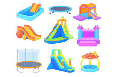 Inflatable playgrounds. Bouncy slides and inflated castles for birthda