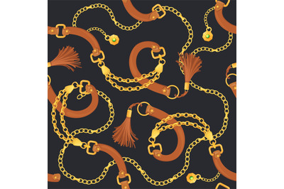 Belts chains pattern. Belt and jewelry chain prints seamless backgroun