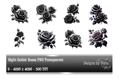 Gothic Black Roses Clip Art PNG