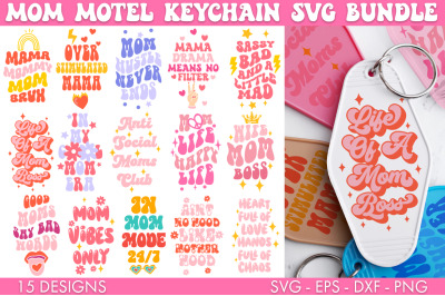 Mom Motel Keychain SVG Bundle Sublimation Cut file