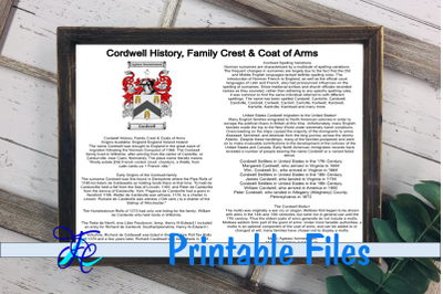 Cordwell History, Family Crest &amp; Coat of Arms