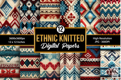 Tribal Ethnic Knitted Digital Papers