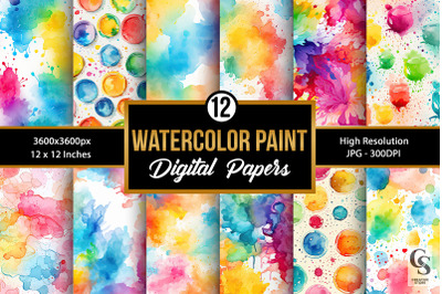 Watercolor Rainbow Paint Seamless Patterns