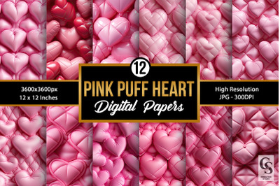 Pink Puffy Hearts Seamless Patterns