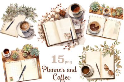 Planner And Coffee Clipart | Office Clipart