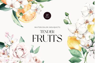 Tender Fruits Watercolor Bouquets