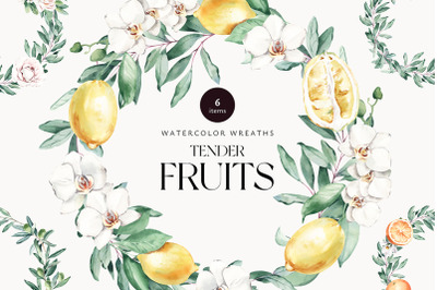 Tender Fruits Watercolor Wreaths