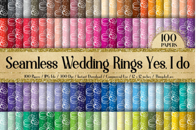 100 Seamless Wedding Rings Yes I Do Digital Papers