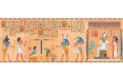 Egyptian mural. Egypt temple religious fresco, ethnic ancient murals a