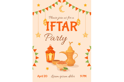 Iftar party invitation. Greeting card ramadan kareem or eid mubarak ce