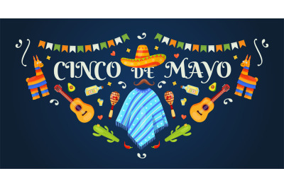 Cinco de mayo banner. Mexican fiesta background design mexico folk hol