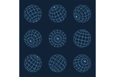 Grid earth, blue wireframe ball