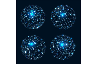 Glowing globe wireframes