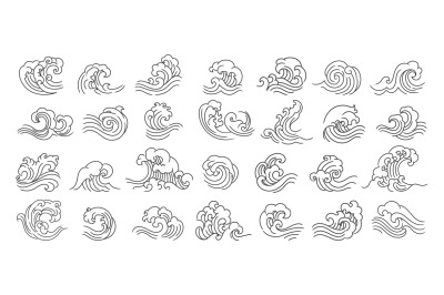 Oriental waves icons