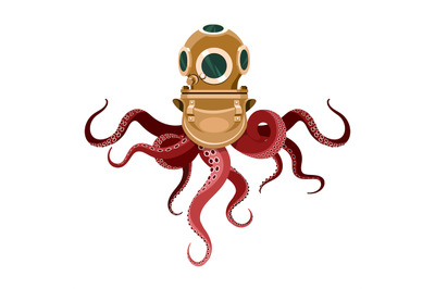 Diver octopus illustration