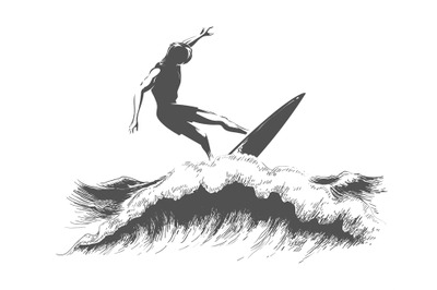 Surfer sketch icon