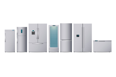 Modern steel fridges