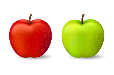 Red green 3d apples