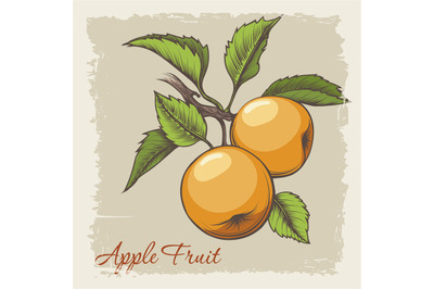 Apple branch retro emblem