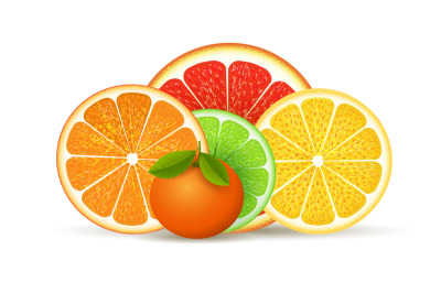 Orange tangerine lemon grapefruit