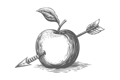 Apple with arrow engraving