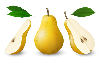 Sliced realistic pear